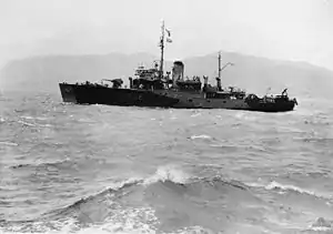 HMAS Lithgow at Milne Bay, Papua during 1943