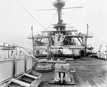 Y turret (aft) guns of HMS Hannibal.