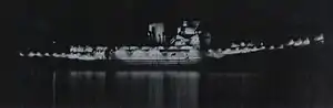 HMS Largs by night with incomplete diffused lighting camouflage, 1942, set to maximum brightness