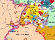 break out of colorful map indicating the states of the Holy Roman Empire