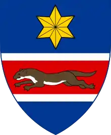 A coat-of-arms, depicting a star and a marten