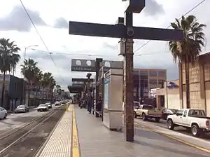 The platform at San Pedro Street station