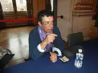 Habib Ayyoub at the 20th Maghreb des Livres book fair, Paris, 2014.