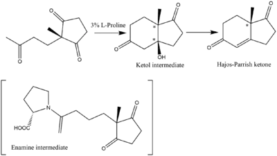 An enantioselective intramolecular aldol reaction.