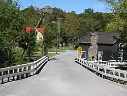 A bridge crosses the East Branch Delaware River in Halcottsville