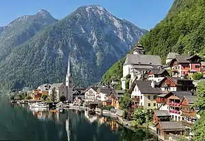 Hallstatt town at the lake