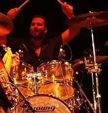 Hamish Rosser performing with Wolfmother at Sydney Entertainment Centre in 2012