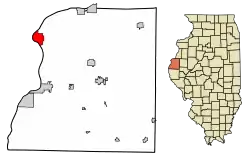 Location of Nauvoo in Hancock County, Illinois.