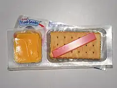 Handi-Snacks is a snack food product consisting of crackers and a cheese spread