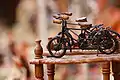 A miniature model of bikes displayed at Shilparamam