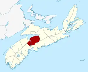 Location of Hants County, Nova Scotia