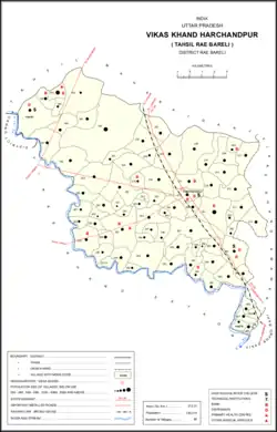 Map showing Johwa Sharki (#199) in Harchandpur CD block