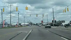 Looking north along Bus. US 131 at Bell Road