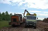 Unloading timber