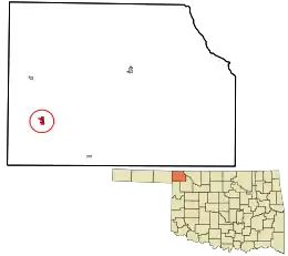 Location in Harper County and the state of Oklahoma.