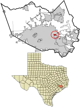 Location in Harris County and the state of Texas