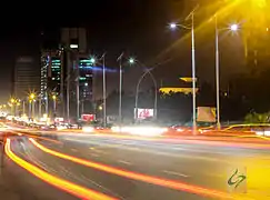 Night view of Blue Area, the commercial hub of the city.