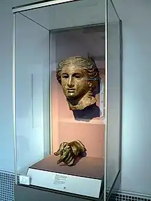 Room 22 –  Bronze head and hand of an ancient Hellenistic statue discovered in Satala, Turkey, 200-100 BC