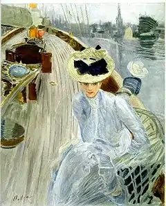 Painting of a woman daydreaming