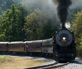 No. 734 traveling on Helmstetter’s Curve, on September 5, 2010