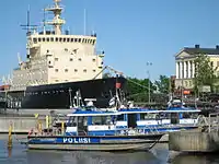 Police patrol boats in Helsinki, Finland.