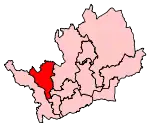 A medium-sized constituency. It is slightly to the northwest of the centre of the county.