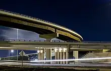 Anthony Henday Drive interchange over Yellowhead Trail, Strathcona County immediately east of Edmonton, Alberta. Construction was completed in 2016.