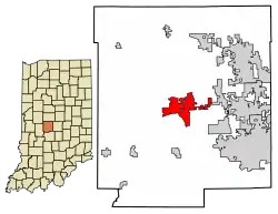 Location of Danville in Hendricks County, Indiana