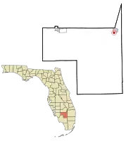 Location in Hendry County and the state of Florida