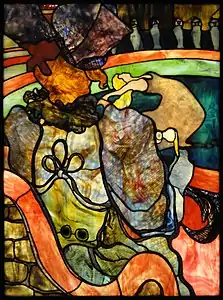 Au Nouveau Cirque, Papa Chrysanthème by Henri de Toulouse-Lautrec and  Louis Comfort Tiffany (c. 1894), stained glass, Musée d'Orsay, Paris