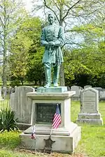 Henry Tillinghast Sisson grave and statue in Little Compton