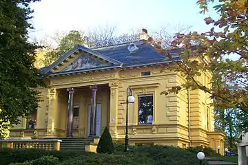 Villa Oechsler (1883) in Heringsdorf with glass mosaic by Antonio Salviati