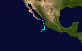 A track map of Tropical Storm Hernan