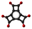 Ball and stick model of hexaoxotricyclobutabenzene