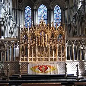 The Gothic Revival reredos at Ely Cathedral, England