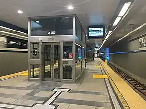 The platform at Historic Broadway station