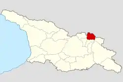 Map highlighting the historical region of Khevsureti in Georgia