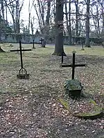 Graves in the west half of the cemetery