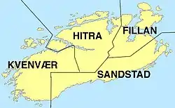 Map of the old municipalities on the island of Hitra