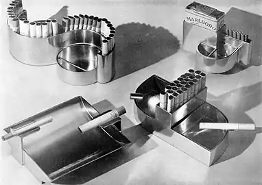 Light pewter cigarette and ash trays by Wolfgang and Pola Hoffmann (1930)