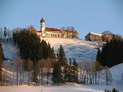 Pilgrimage Church of the Assumption of the Virgin Mary in winter