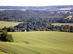 The Upper Street, Hollingbourne area seen from the North Downs