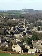 View across Holmfirth to Castle Hill, Huddersfield, taken from Dunsley Bank Road