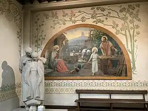 Holy Family Chapel, painting "Holy Family at work"  and Sculpture of "The fountain of the shepherds" by Henri Proszynski (1930s)