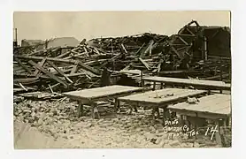 Remains of a woodworking plant where two people were killed