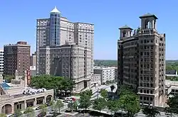 Fox Theatre in foreground with the Cox-Carlton Hotel and Georgian Terrace Hotel in background, with The Ponce Condos to the right