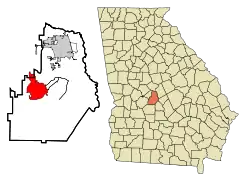 Location in Houston County and the state of Georgia