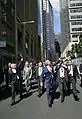 George W. Bush and John Howard walking along Phillip Street outside the Commonwealth Parliament Offices.