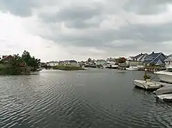 Houses placed on Hawtree Creek in Howard Beach, Queens.