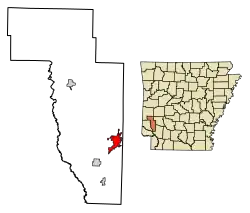 Location of Nashville in Howard County, Arkansas.